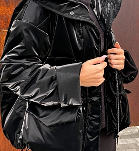 Куртка укороченная черная (р.44-50)