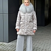 Куртка теплая с мехом ламы "Лебедь"жемчужно-серая one size  (р.44-52) 