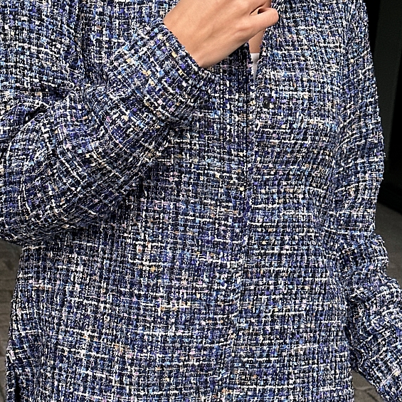 Жакет-Рубашка твид на кнопках с подкладом Синий SM (44-50)